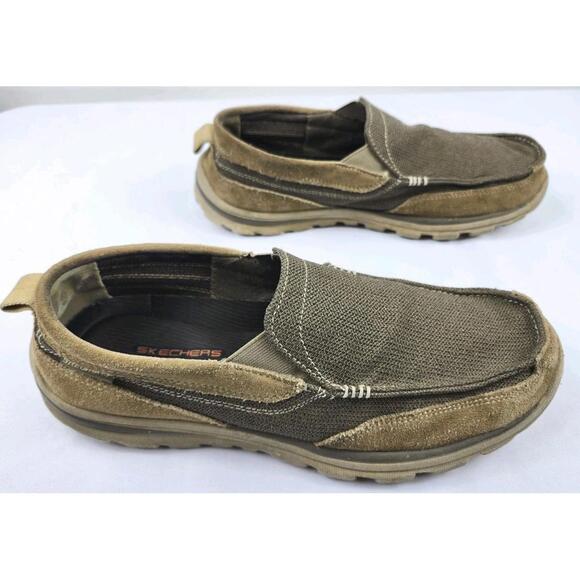 Men's Size 12 Skechers EE Wide Relaxed Fit Memory Foam Slip On Loafers Brown - Picture 2 of 9